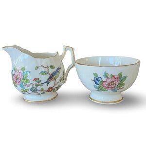 Aynsley Pembroke Bone China Creamer and Open Sugar Bowl Set